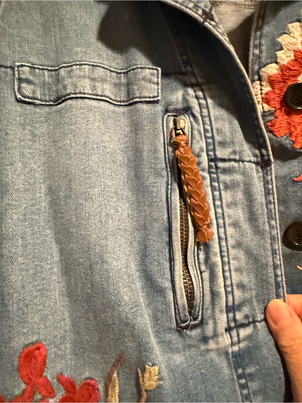 Pilcro and the Letterpress Light Blue Embroidered Denim Jacket - Picture 3 of 6